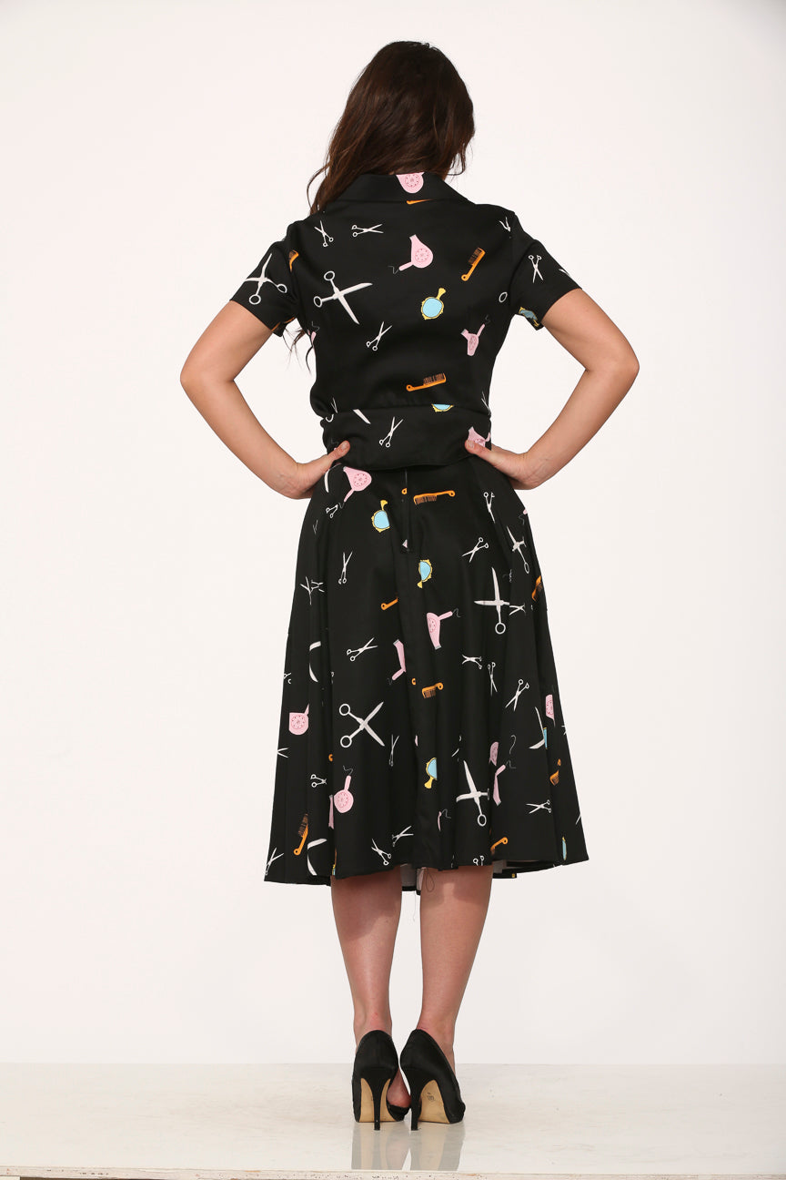 Black Beauty Salon Top & Skirt