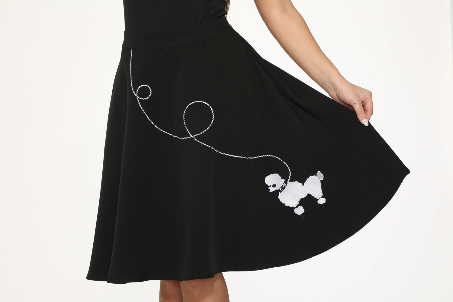 Black Embroidered Poodle Skirt