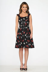 Black Swallow Swing Dress