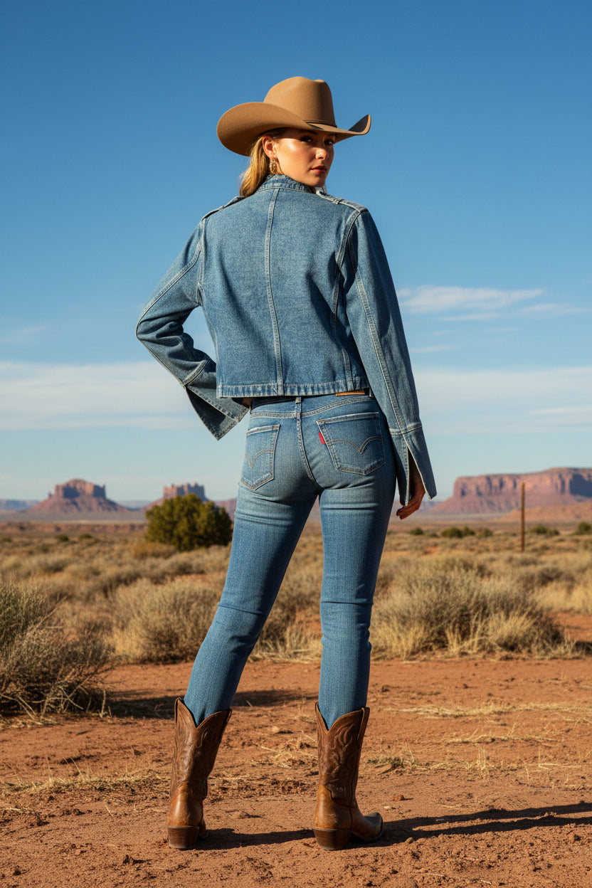Blue Denim Military Jacket