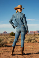 Blue Denim Military Jacket