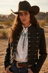 Black Denim Military Jacket