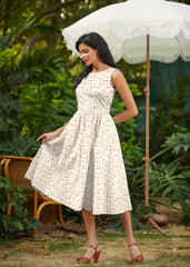 50s Style Cotton Midi Swing Dress - Be Mine