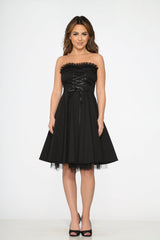 Black Strapless Swing Dress