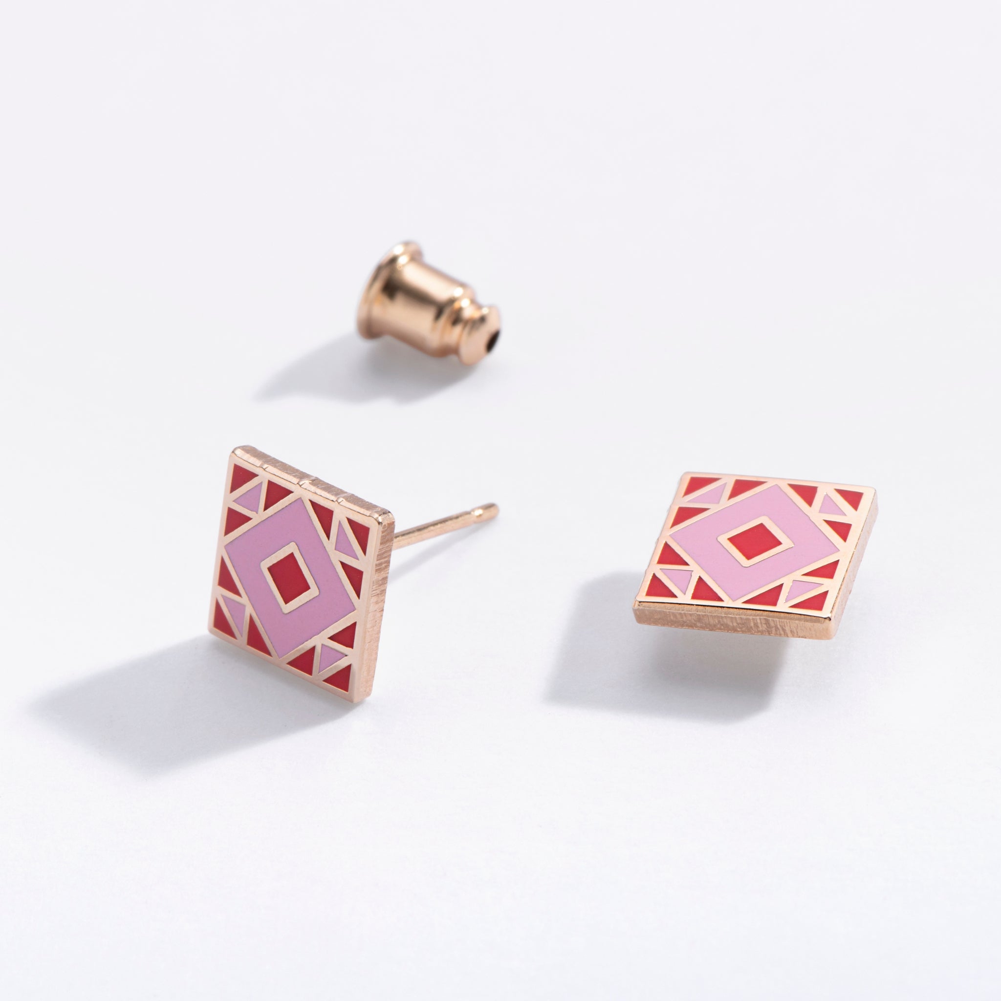 Barn Quilt Stud Earrings