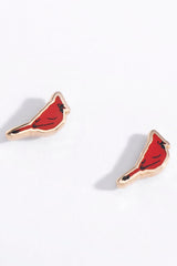 Cardinal Bird Stud Earrings