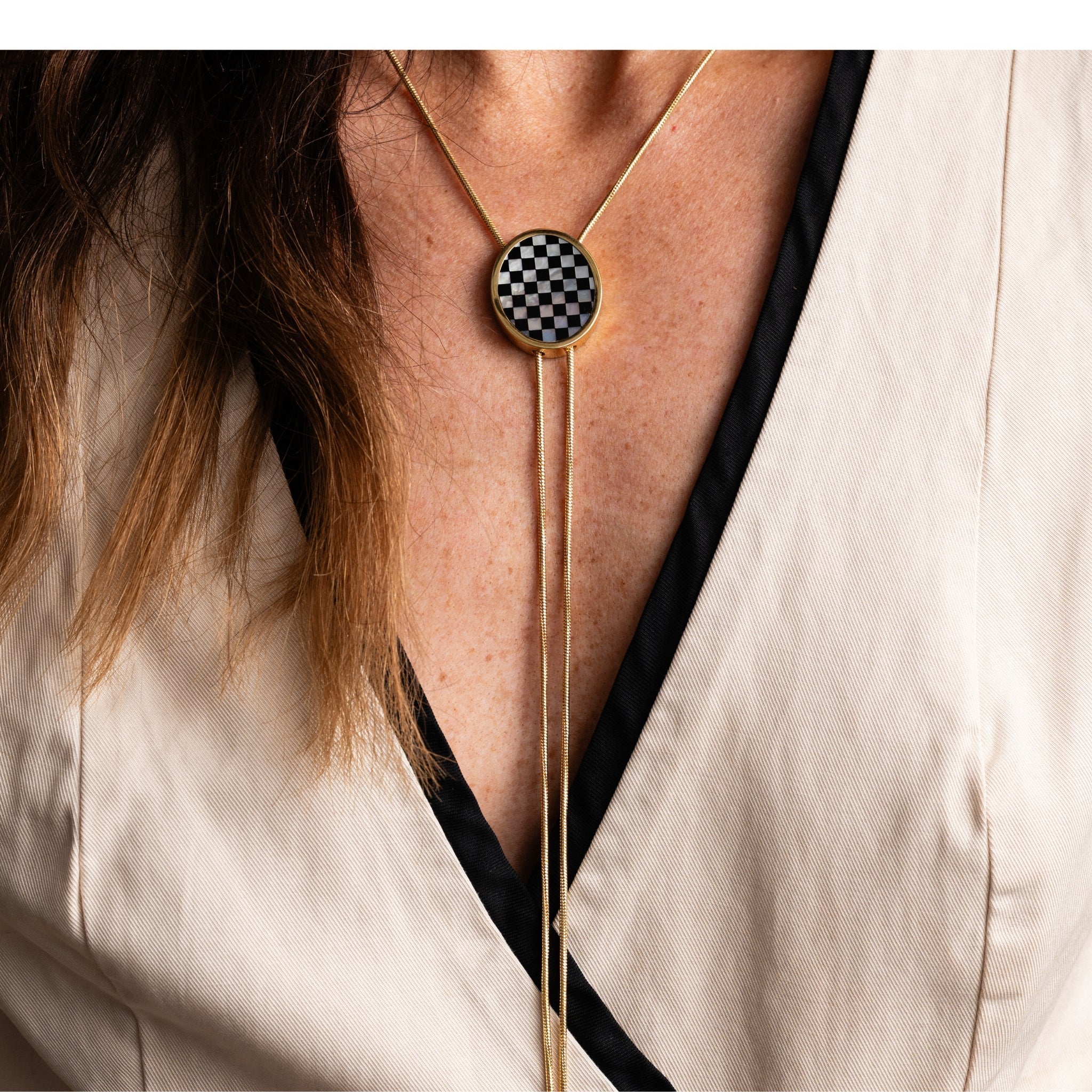 Checkered Bolo Necklace