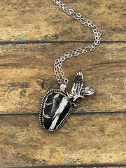 Angel - White Buffalo Turquoise Pendant Necklace with Bald Eagle