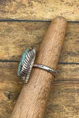 Barbara - Turquoise Oval Ring with Feather Detail