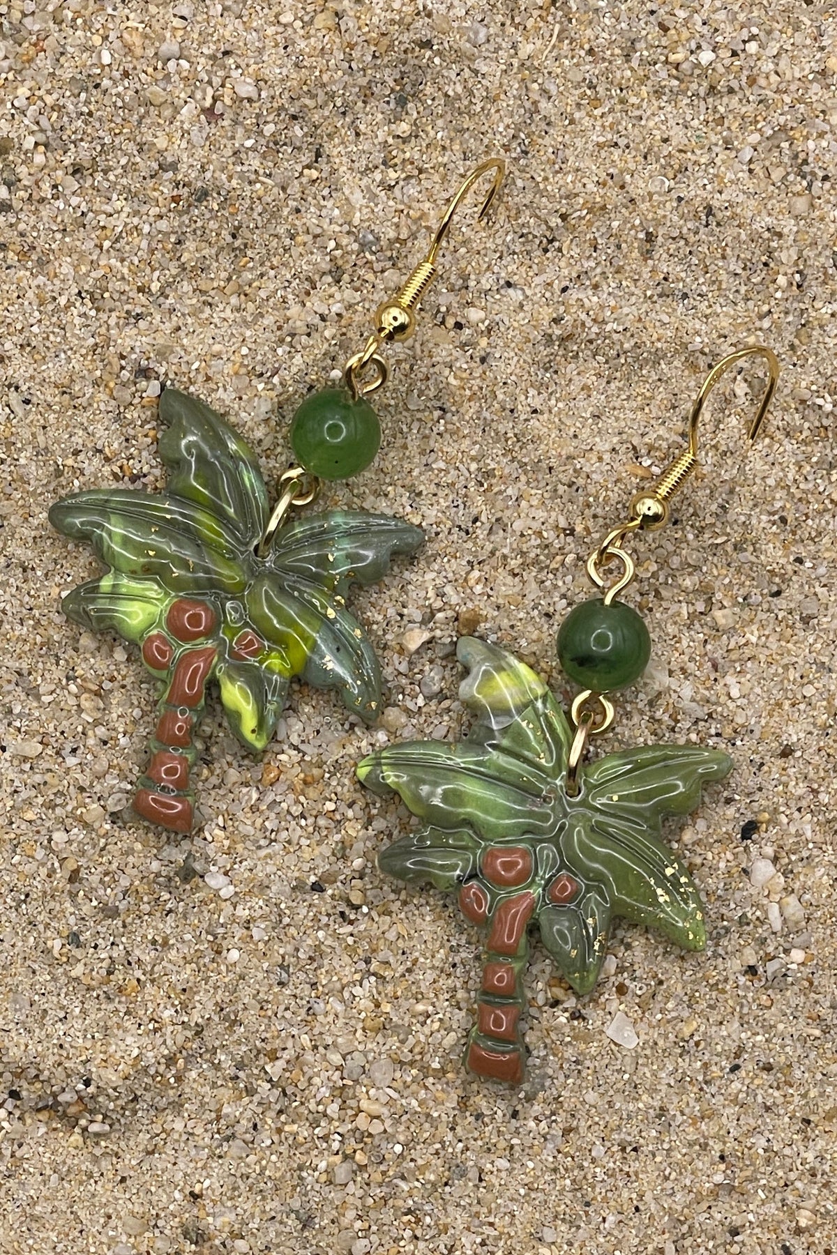 Club Tropicana - Palm Tree Earrings: Handmade, Hand-Painted Polymer Clay