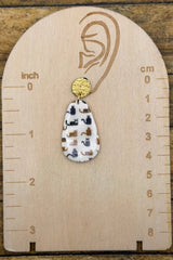 Cat Lover - Cat Print Dangle Earrings: Handmade, Polymer Clay