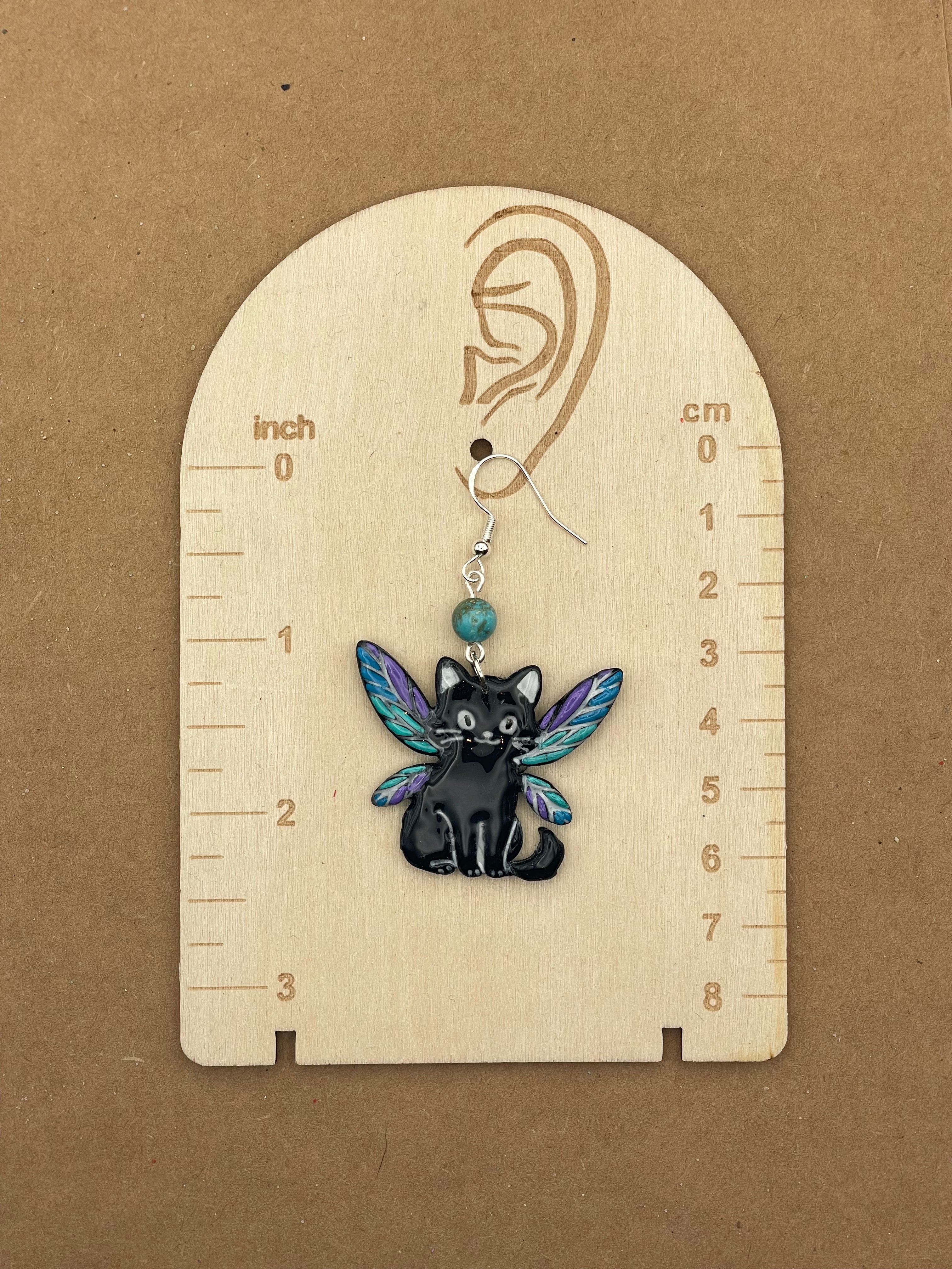 Cat Lover - Fairy Kitty Earrings: Handmade Polymer Clay