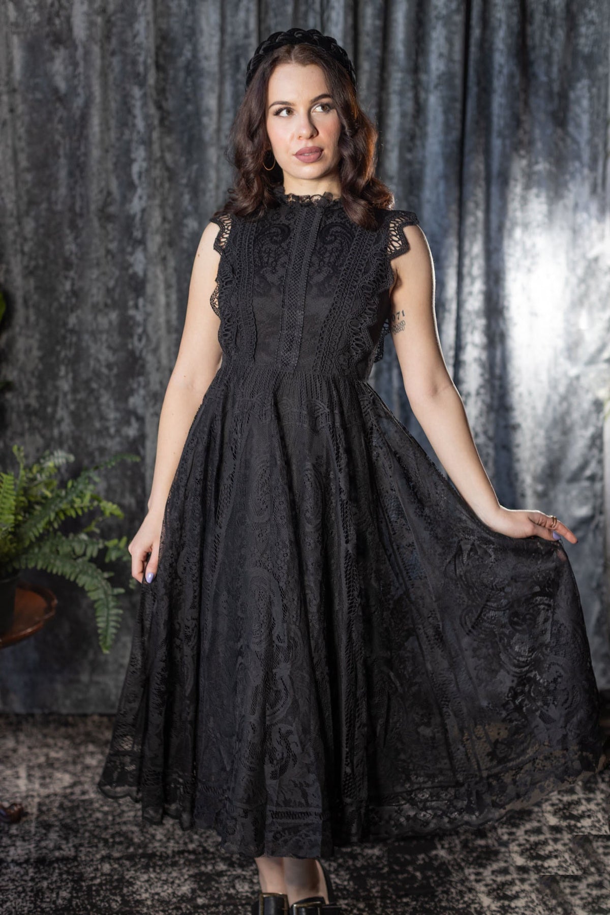 Arabella Gothic Lace Fit and Flare Dress