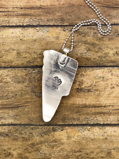 Bea - Checkered and Turquoise Mixed Gemstone Lightning Bolt Pendant Necklace