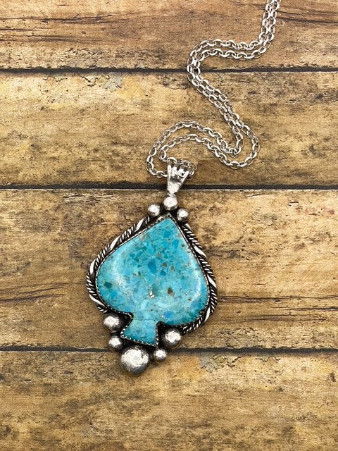 Bella - Large Turquoise Spade Pendant Necklace