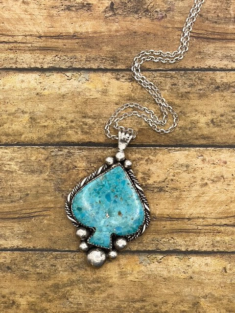Bella - Large Turquoise Spade Pendant Necklace