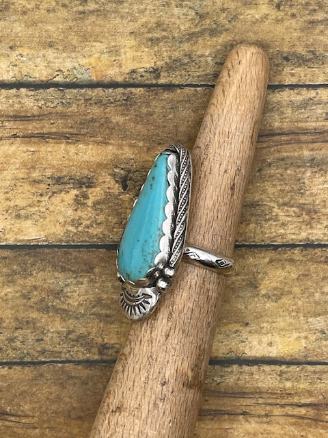 Babe - Turquoise Teardrop Ring with Sun Detail