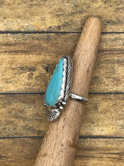 Babe - Turquoise Teardrop Ring with Sun Detail