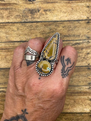 Bliss - Mountain Turquoise Double Stone Ring with Flower Detail