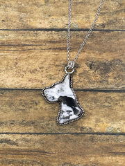 Apollo - White Buffalo Turquoise Great Dane Pendant Necklace