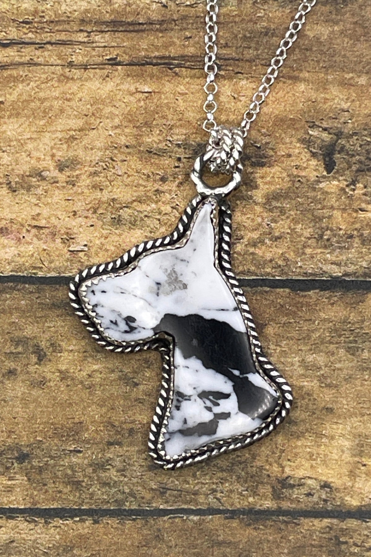 Apollo - White Buffalo Turquoise Great Dane Pendant Necklace