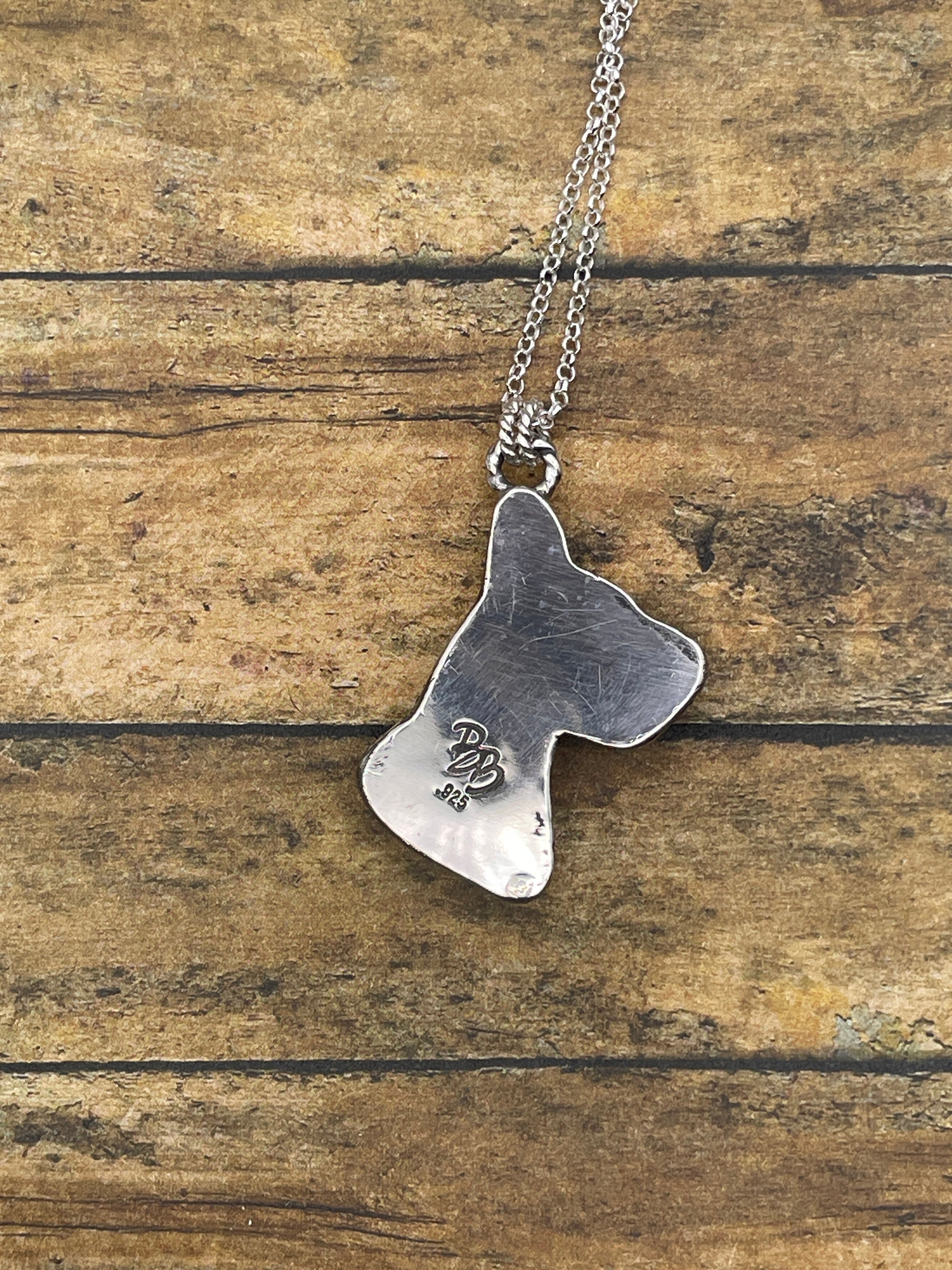 Apollo - White Buffalo Turquoise Great Dane Pendant Necklace