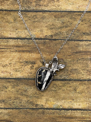 Angel - White Buffalo Turquoise Pendant Necklace with Bald Eagle