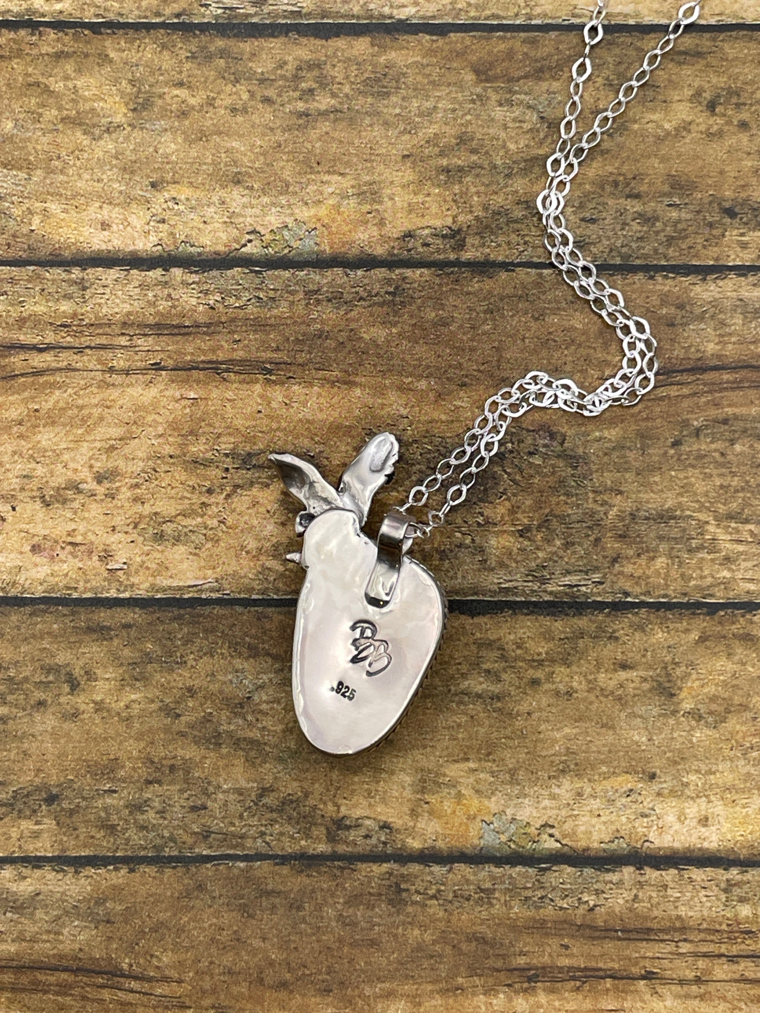 Angel - White Buffalo Turquoise Pendant Necklace with Bald Eagle