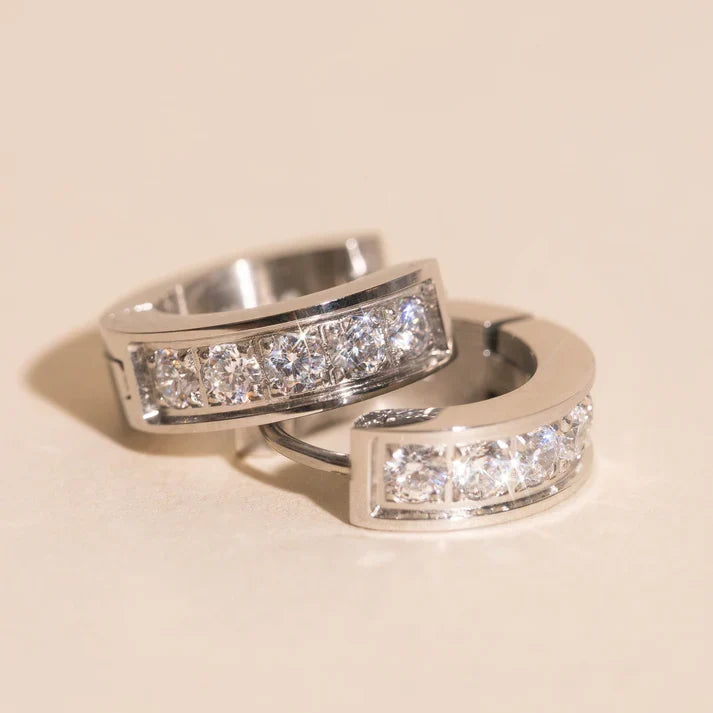 Crystal Chunky Huggie Hoop Earrings