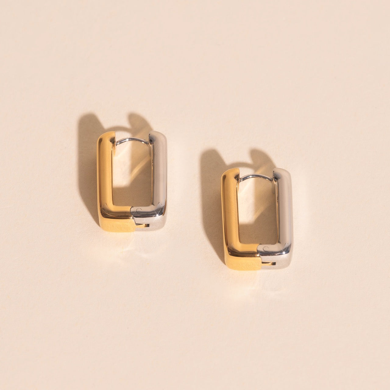 Chunky Rounded Rectangle Huggie Hoop Earrings