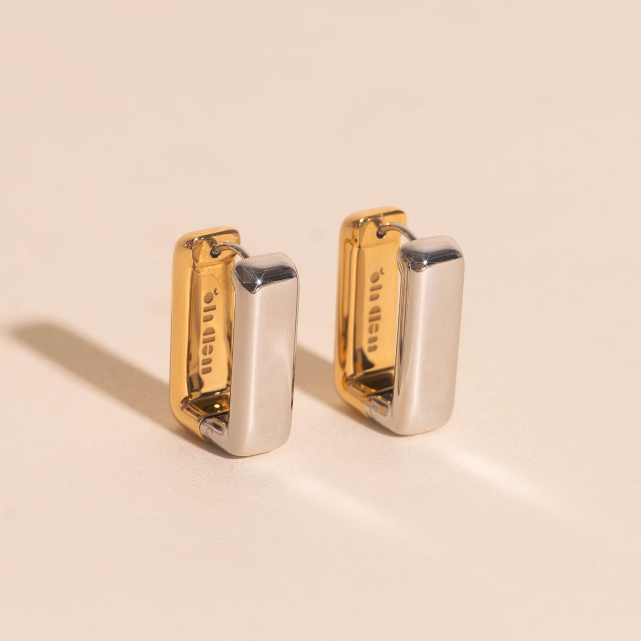 Chunky Rounded Rectangle Huggie Hoop Earrings