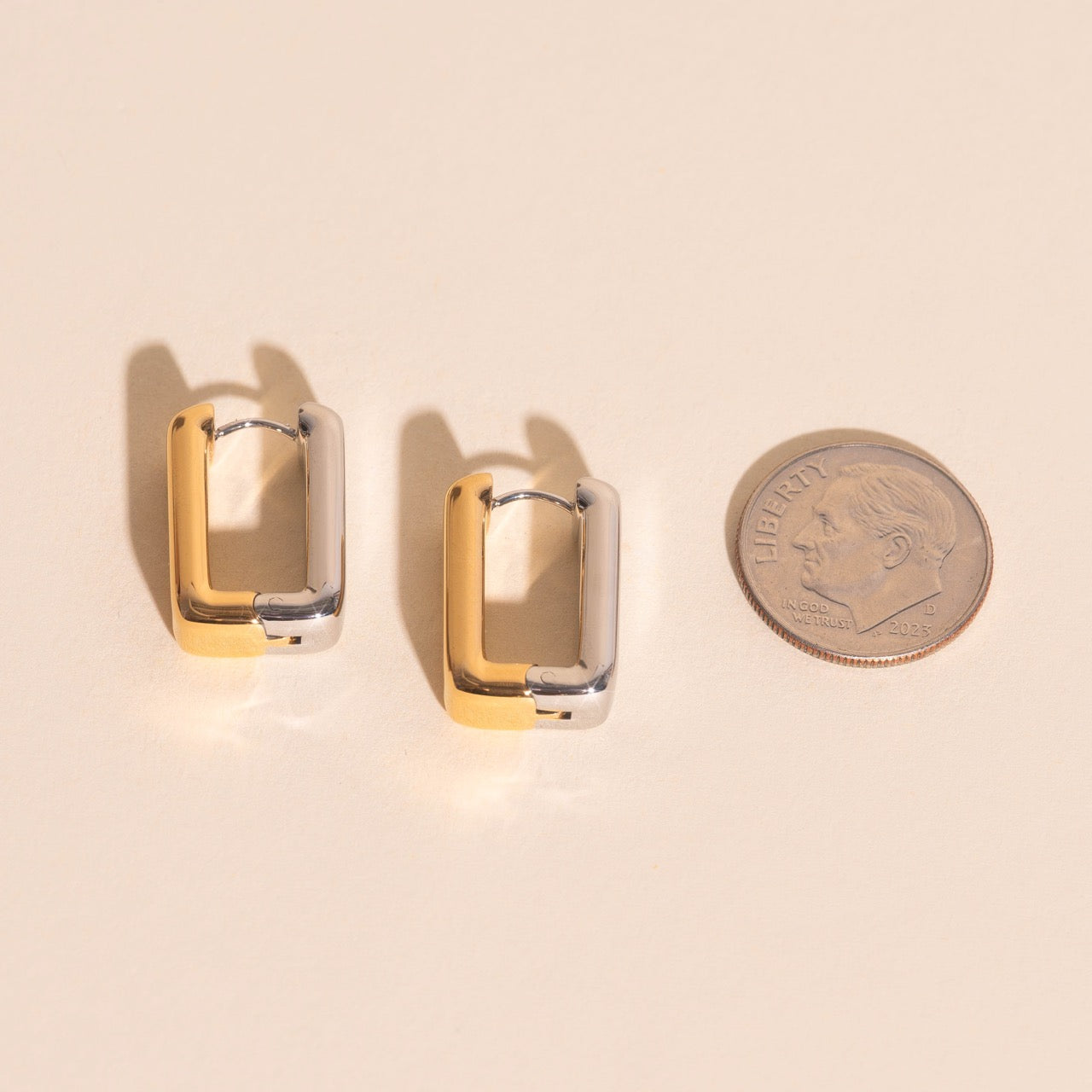 Chunky Rounded Rectangle Huggie Hoop Earrings