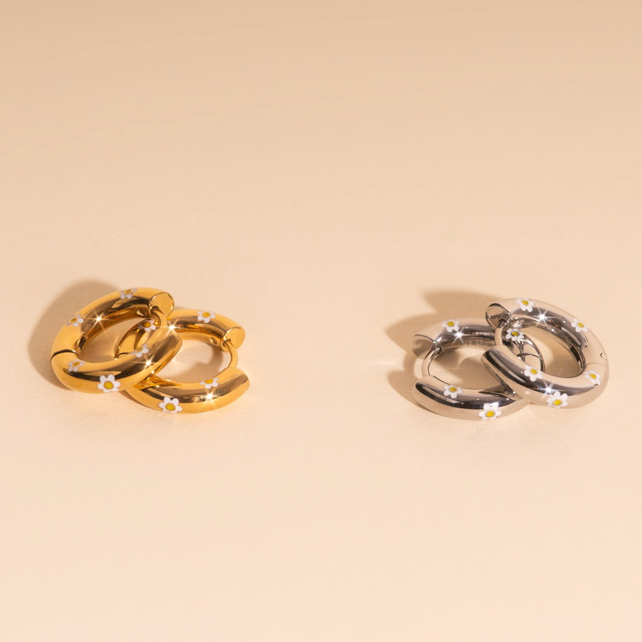 Daisy Chunky Rounded Huggie Hoop Earrings