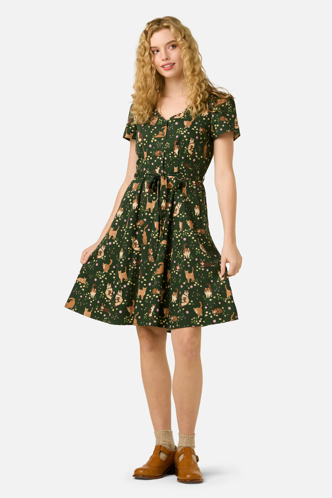 Cute Cats Knee Length Dress