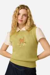 Cute Cats Embroidered Sweater Vest