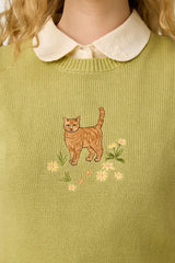 Cute Cats Embroidered Sweater Vest
