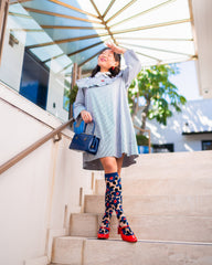 Bold Blue Sheer Knee High Sock