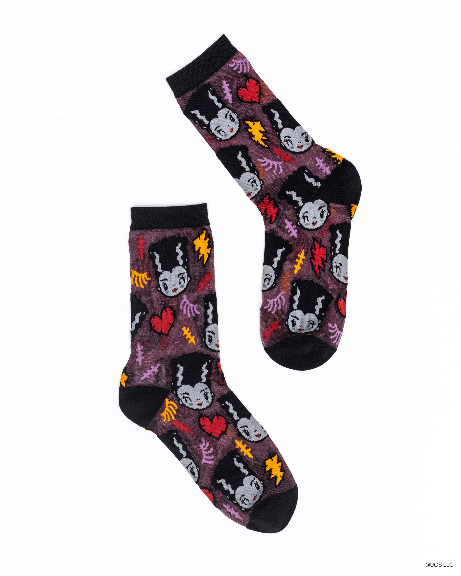Bride of Frankenstein Shimmer Sheer Crew Sock