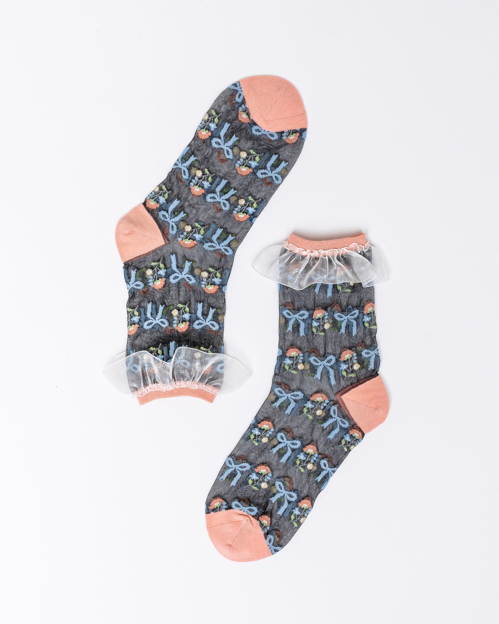 Black Sheer Socks Bundle 2 🌻 Floral Lover