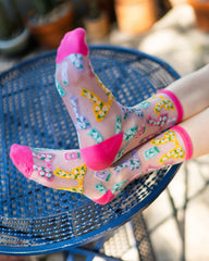 Bows & Jam Shimmer Sheer Crew Sock