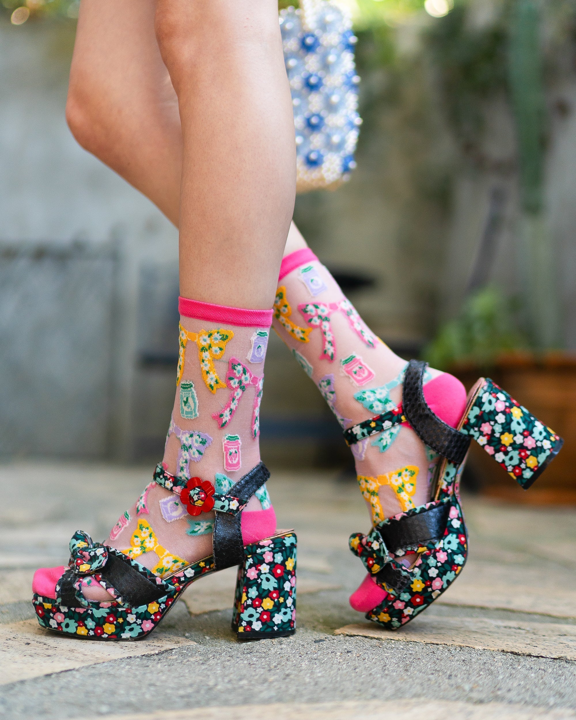 Bows & Jam Shimmer Sheer Crew Sock