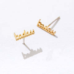 Badass Script Stud Earrings