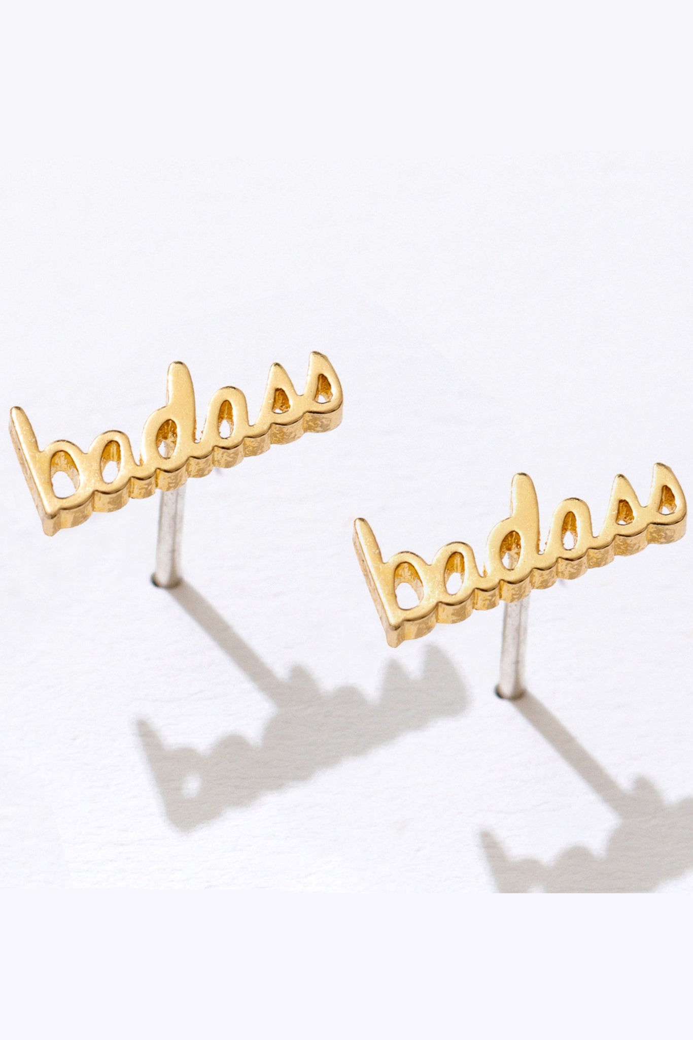 Badass Script Stud Earrings
