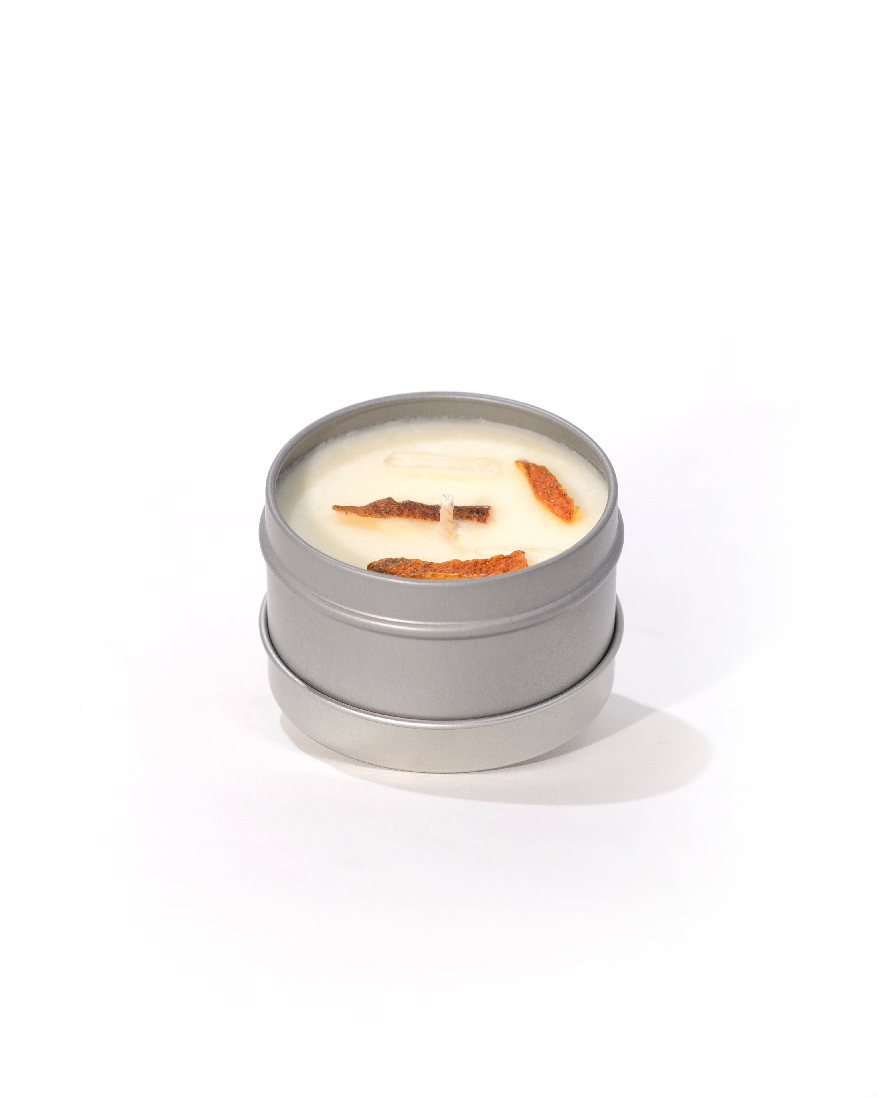 Citrus Ritual Candle with Quartz and Herbs