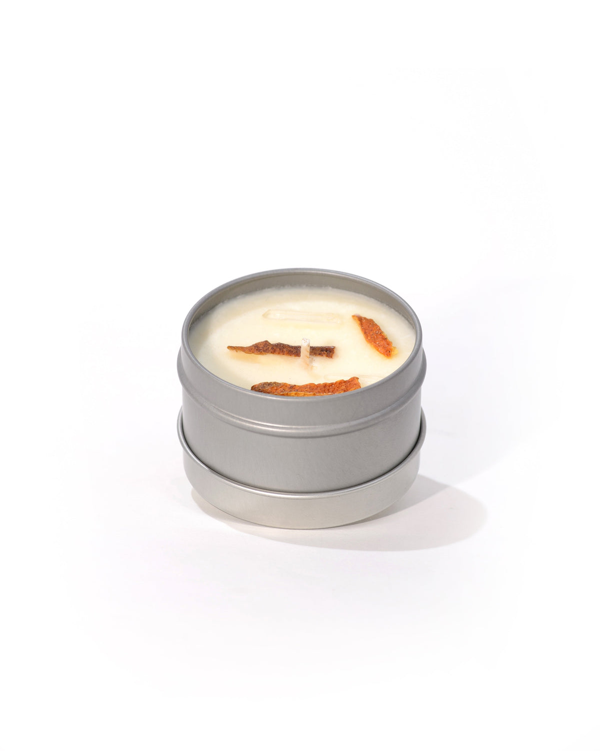 Citrus Ritual Candle with Quartz and Herbs