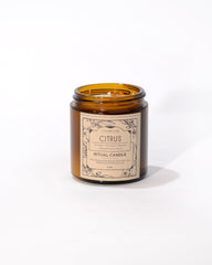 Citrus Ritual Candle with Quartz and Herbs