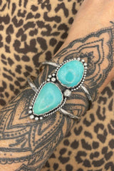 Blair - Turquoise Double Gemstone Sterling Silver Cuff Bracelet