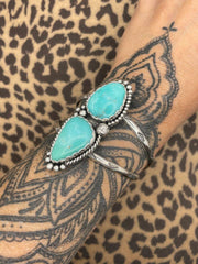 Blair - Turquoise Double Gemstone Sterling Silver Cuff Bracelet