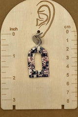 Cat Lover - Retro Kitty Printed Arched Dangle Earrings: Handmade Polymer Clay