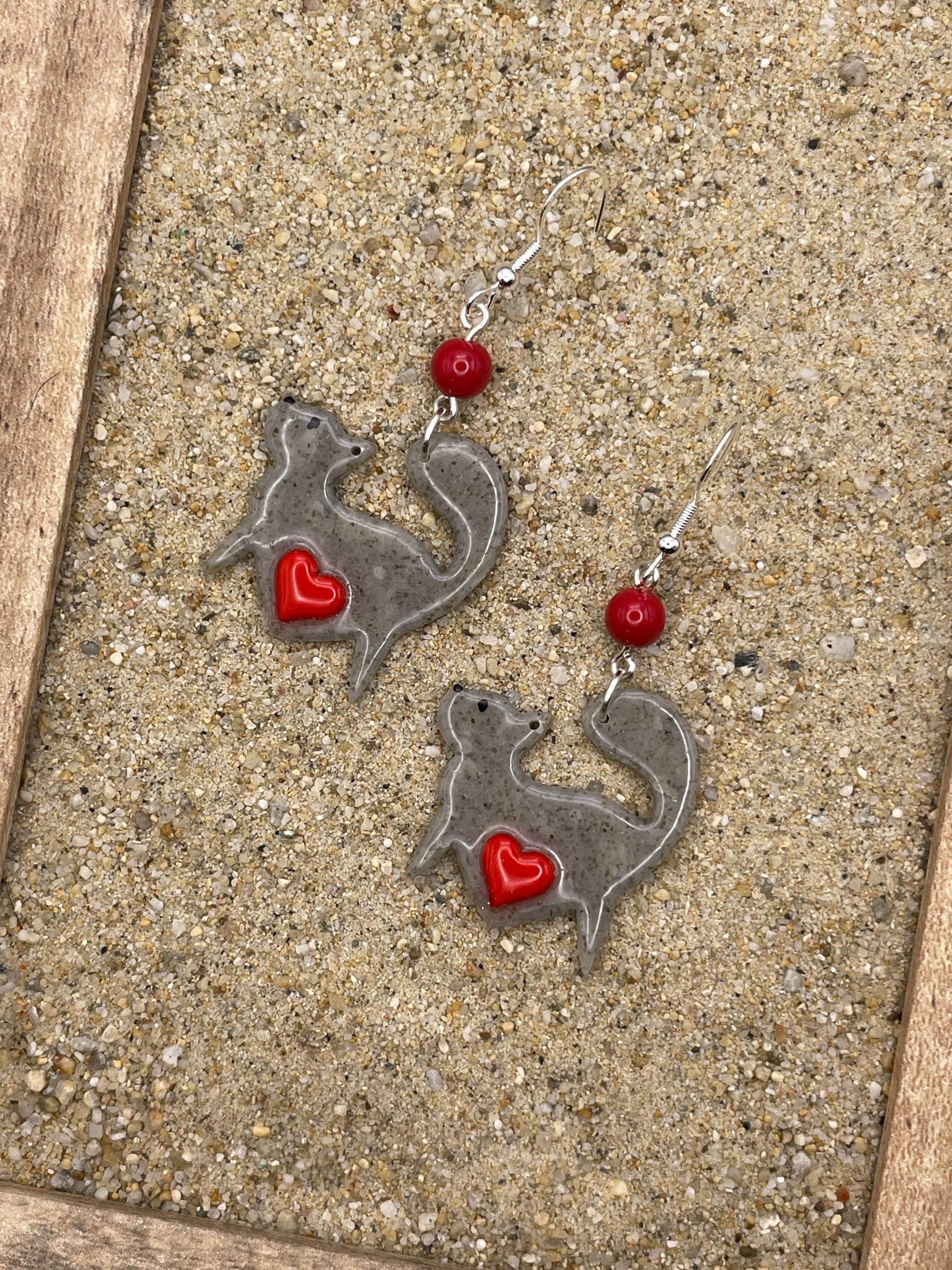 Cat Lover - Grey Kitty Earrings: Handmade, Hand-Painted Polymer Clay